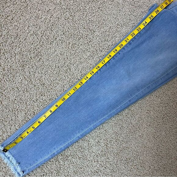 LOFT Frayed Button Fly Skinny Jeans Raw Hem Light Blue Wash Size 2/26 - Picture 9 of 10